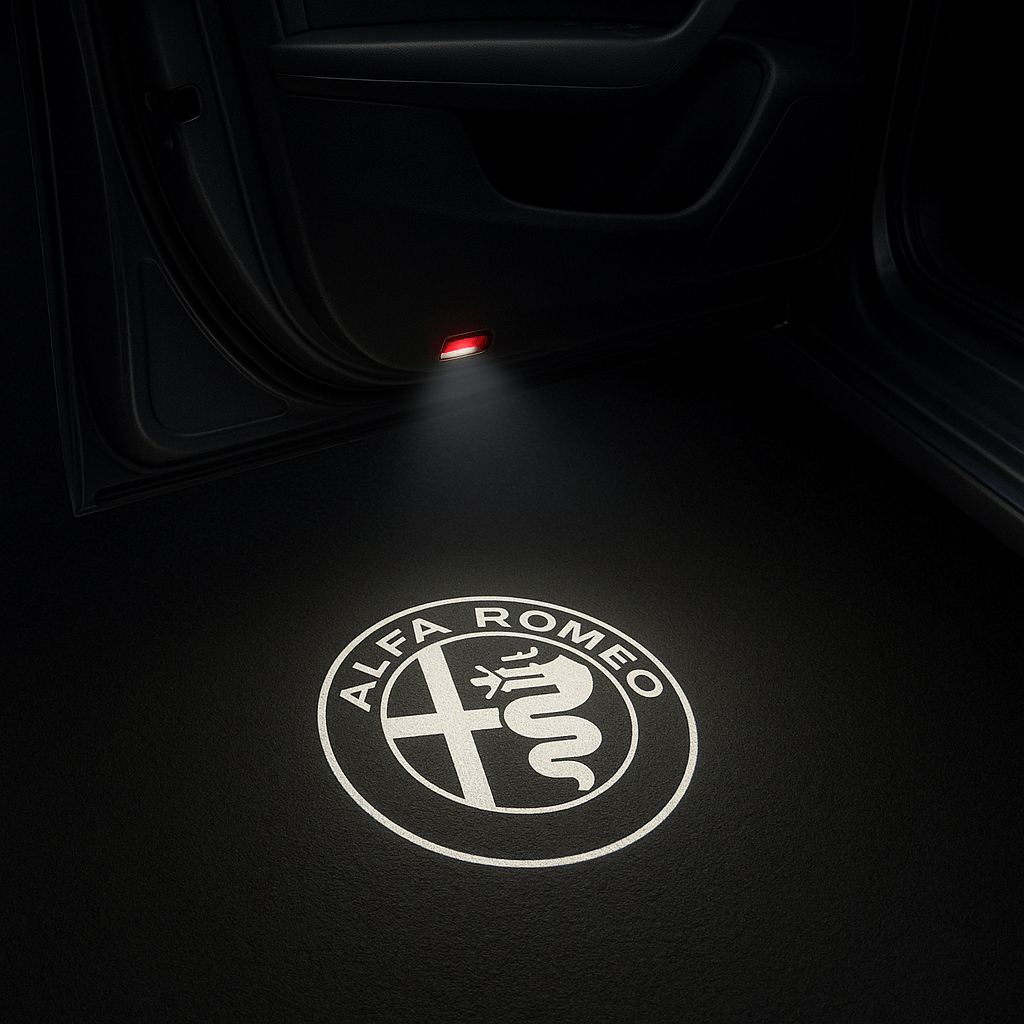 4 stk. Alfa Romeo Logo Indstigningslys Sort/Hvid